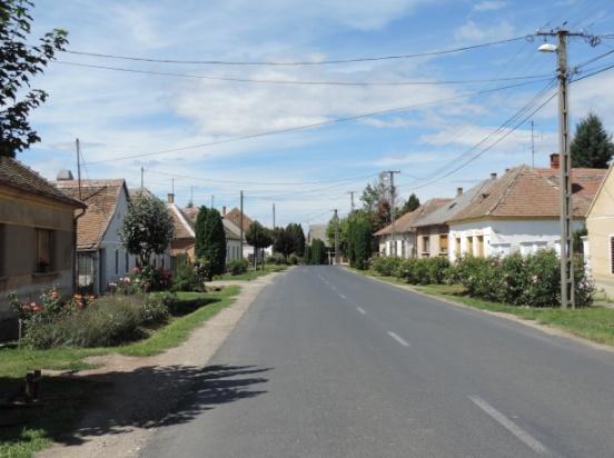 település központjában találunk néhány, az utcával párhuzamos telepítést.