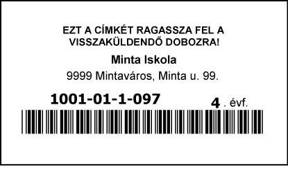 Ez a címzés a visszaküldéshez. A címke jobb alsó sarkában megtalálja a telephely nevét és címét, ezt ellenőrizze!