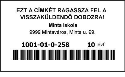 - 1 db EZT A CÍMKÉT RAGASSZA FEL A VISSZAKÜLDENDŐ DOBOZRA! feliratú címkét. A címkén megtalálja a telephely nevét és címét, ezt ellenőrizze!