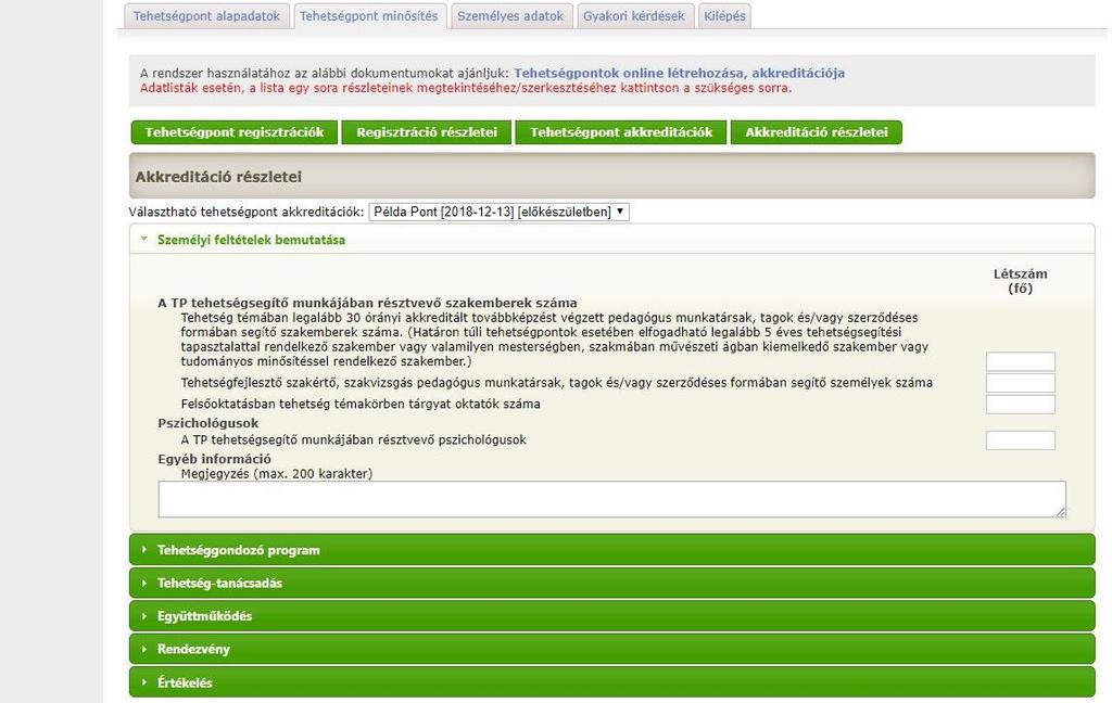20. kép: személyi feltételek bemutatása a tehetségpont akkreditáció során 4.