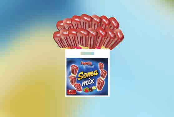 Soma mix Kakaós, vaníliás és epres jégkrém, kakaós bevonóval, 1050ml/600g.