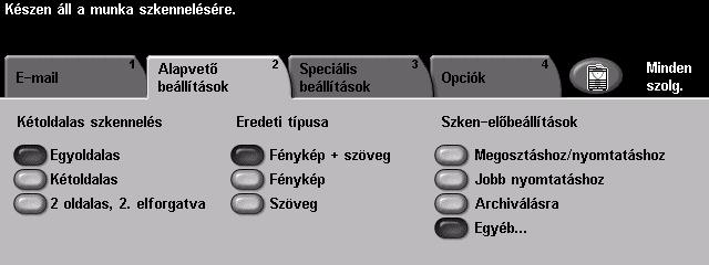 Ez a lehetőség eredményezi a legkisebb fájlméretet. OCR-hez Az optikai karakterfelismerő szoftverekkel feldolgozásra kerülő dokumentumokhoz.