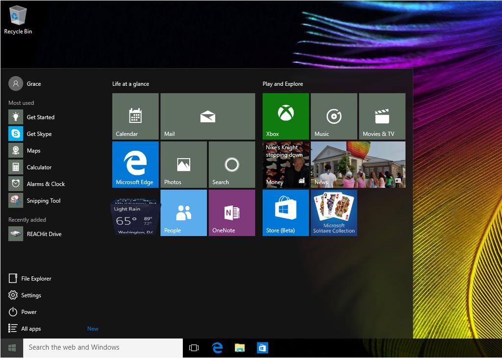 3. fejezet Windows 10 alapok A Start menü visszatér Ha a bal alsó sarokban lévő Start gombra kattint, akkor tapasztalhatja, hogy a Windows 10 rendszerben ismét elérhetővé vált a Start menü.