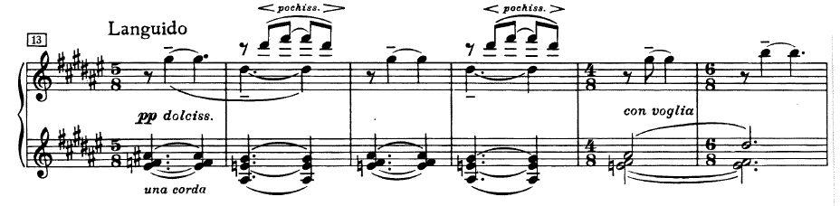 II. Interpretációk összehasonlító elemzése 107 Languido A 13. ütemtől kezdődő languidós szakasznál Horowitz hangzása érzéki, Richteré viszont meditatív. A 14. és a 16.