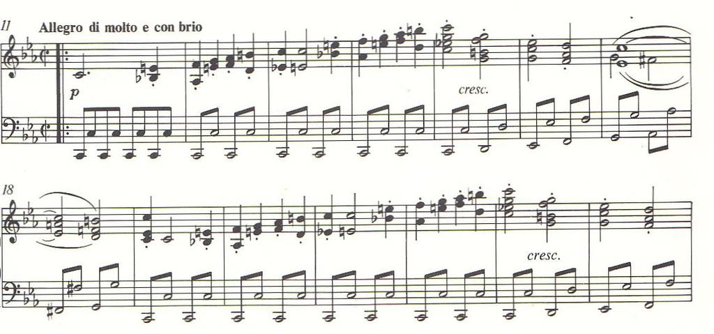 Horowitznál az ötödik ütemtől kezdődő, Richter-féle agitato jelleg nem hallható, viszont a basszusban lévő akkordok funkcionális összefüggése gazdagítja a hangzást. A 10.