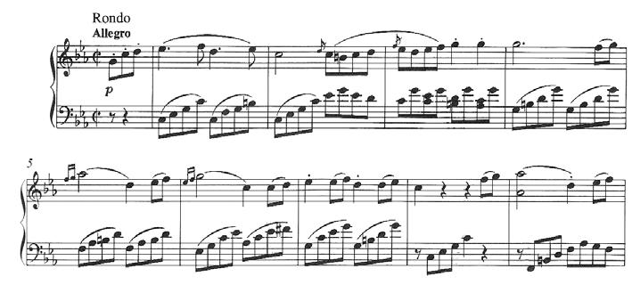 Choi Insu: Horowitz és Richter 52 11. kottapélda. Beethoven: c-moll szonáta, Op. 13. II. tétel, 70-74. ütem A 70.