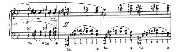 Choi Insu: Horowitz és Richter 62 16. kottapélda. Chopin: g-moll ballada, Op. 23. No. 1. 98-108. ütem A 100.