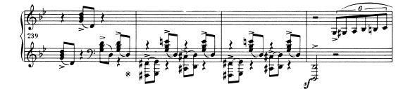 Choi Insu: Horowitz és Richter 68 20. kottapélda. Chopin: g-moll ballada, Op. 23. No. 1. 239-254. ütem Horowitz a 230.