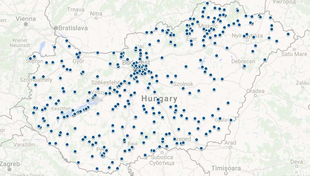 39 9. kép: Két világháború között épült római katolikus templomok Magyarországon (forrás: google.maps.