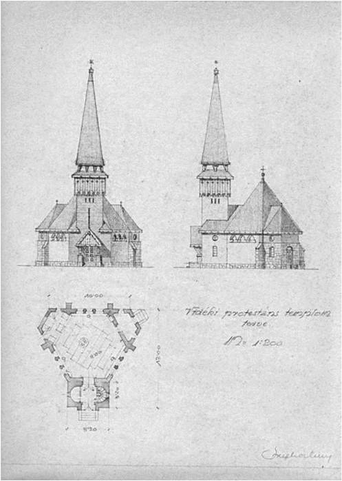 Szeghalmy Bálint kísérletezett a hat- nyolcszögű protestáns templomalaprajzokkal. (54-57. kép) 54. kép-55.