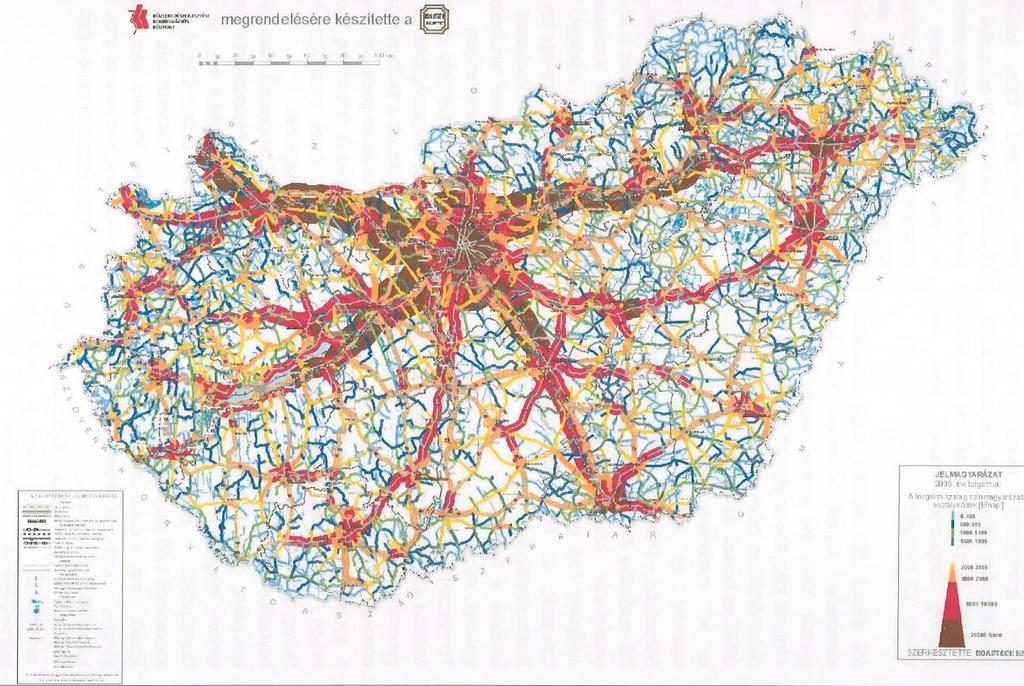 Az országos közúthálózat forgalmi terhelése Hidak fokozott igénybevétele A járműforgalom 75%-a zajlik az állami tulajdonú országos közúthálózaton,