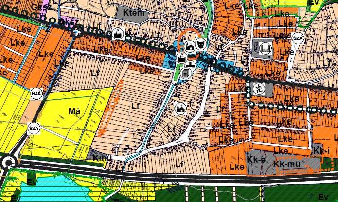 Vizsgálat a tervezett módosításokra vonatkozóan Településszerkezeti összefüggések, területfelhasználás A tervezett kerékpár Pákozd igazgatási területén halad, részben beépítésre szánt, részben