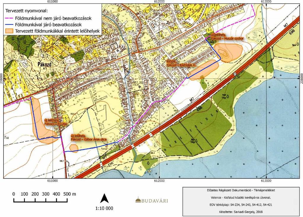 A kerékpár kivitelezése során régészeti megfigyelés szükséges a nyilvántartott és az új lelőhelyek területét