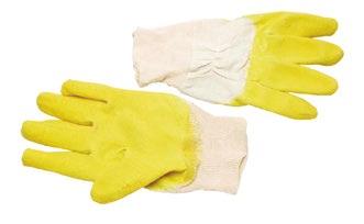 KESZTYŰK Latex kesztyű 3800 1/12-00 Tenyerén és az ujjakon ökölcsontig mártott sárga latex Béleletlen Jól szellőző pamut alapanyag Gumírozott