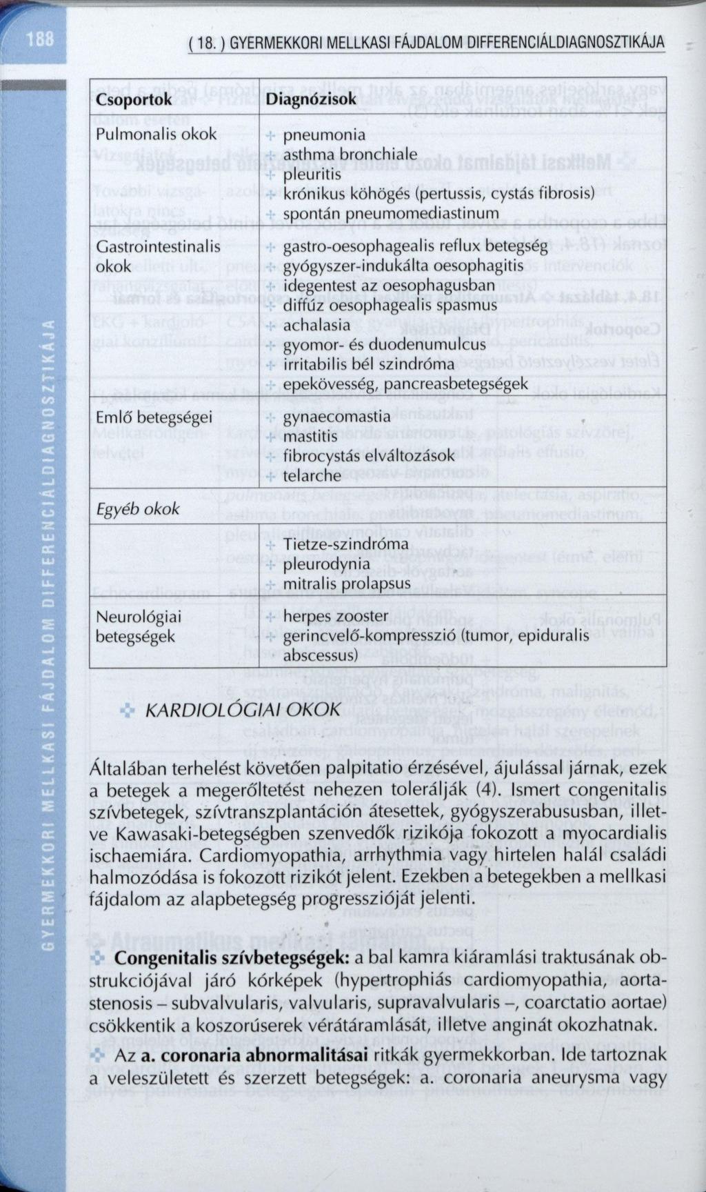 (18.) GYERMEKKORI MELLKASI FÁJDALOM DIFFERENCIÁLDIAGNOSZTIKÁJA Csoportok Pulmonalis okok Gastrointestinalis okok Emlő betegségei Diagnózisok pneumonia asthma bronchiale pleuritis krónikus köhögés