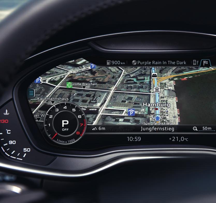 Élvezze Ön is az előadást az infotainment e tág színpadán az Audi A4 volánja mögött! Az itt bemutatott, illetve leírt felszereltségek részben feláras extrafelszereltségek.