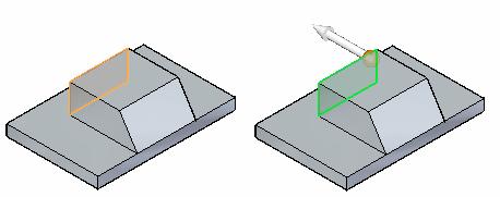 Feladat Feladat 2: 2: Szinkronmodellezési felületek felületek mozgatása mozgatása Felület mozgatása Sziget hátsó felületének a mozgatása az alsó bázis hátsó felületén lévő csomópont által
