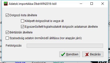 Válaszoljon igennel, majd a következő ablakban végezze el az év megnyitását: A dolgozók adatai mellett, azok bértábláit is át tudja venni a korábbi programból.