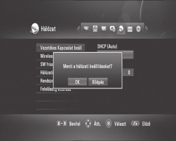Vezetékes hálózat beállítása (automatikus) Ha a helyi hálózaton (LAN) létezik egy vezetékes csatlakozású DHCP szerver, ehhez a rekorderhez automatikusan hozzárendelődik egy IP cím.