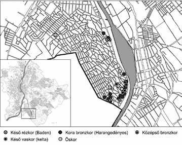 2. kép: A Csepel-Királyerdőn a csatornaépítés során előkerült régészeti lelőhelyek Fig.