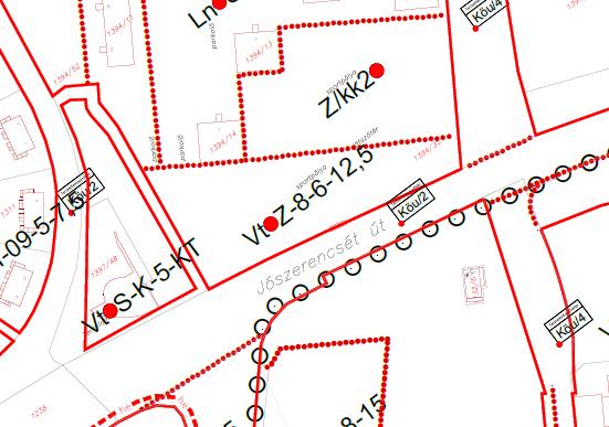 nagyvárosias lakóterület között, a meglévő út felhasználásával.