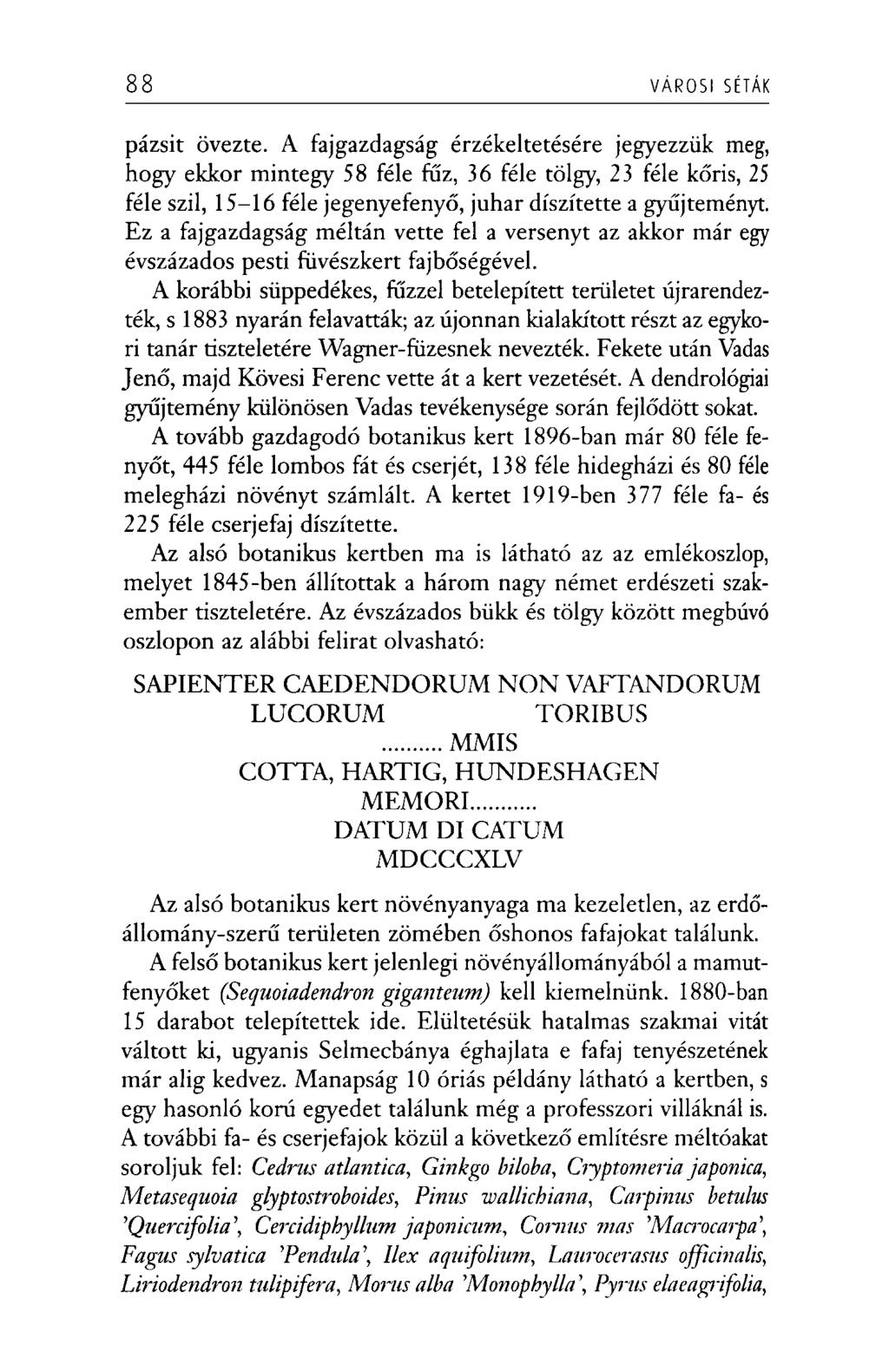 88 VÁROSI SÉTÁK pázsit övezte.