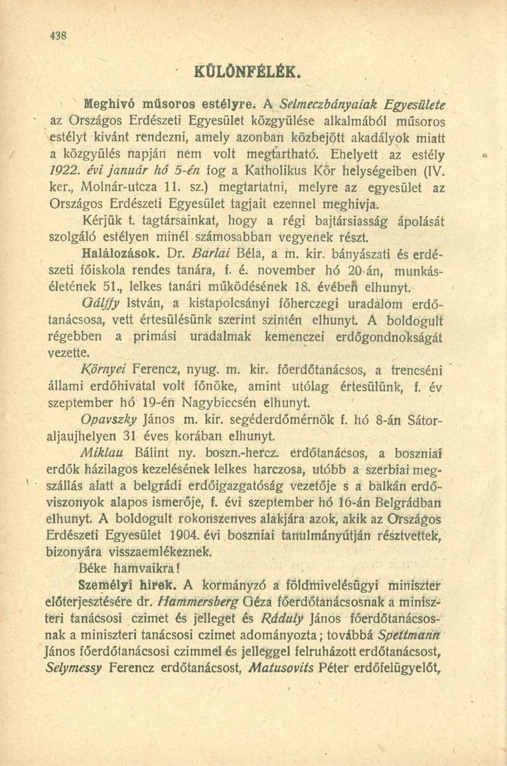KÜLÖNFÉLÉK. Meghívó műsoros estélyre.