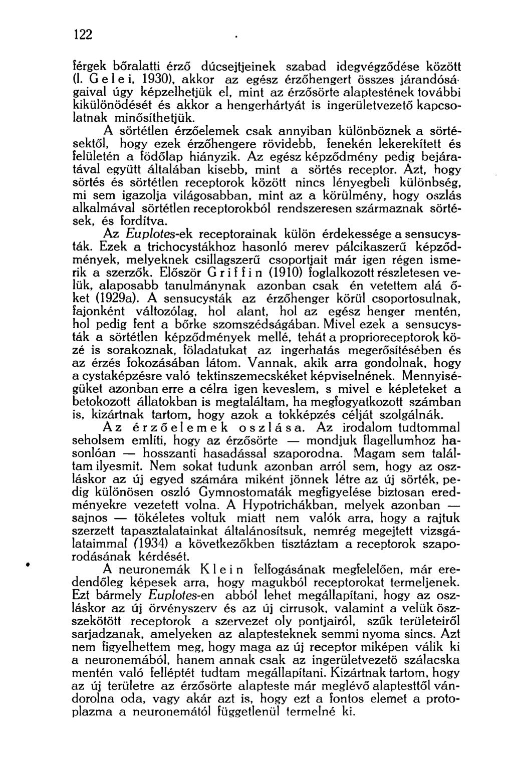 122 férgek bőralatti érző dúcsejtjeinek szabad idegvégződése között (1.