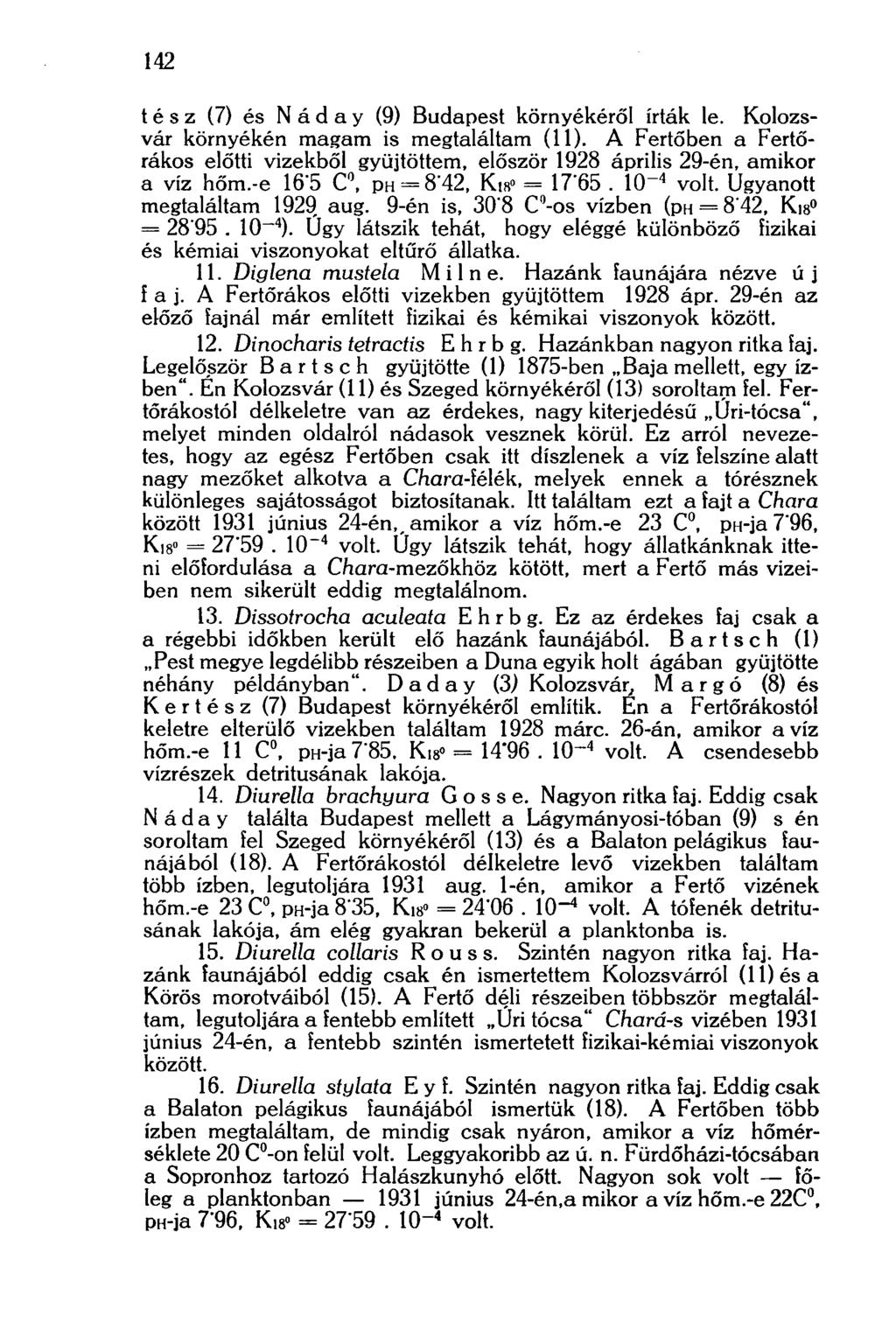 142 t é s z (7) és N á d а у (9) Budapest környékéről írták le. Kolozsvár környékén magam is megtaláltam (11).