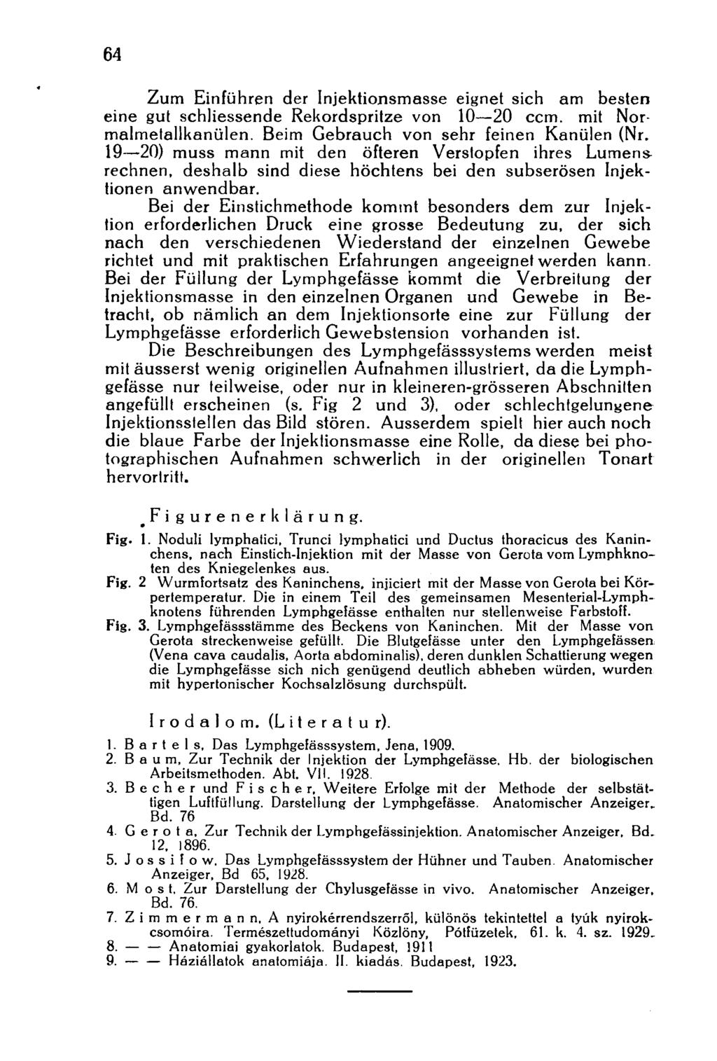 64 Zum Einführen der Injektionsmasse eignet sich am besten eine gut schliessende Rekordspritze von 10 20 ccm. mit Normalmetallkanülen. Beim Gebrauch von sehr feinen Kanülen (Nr.