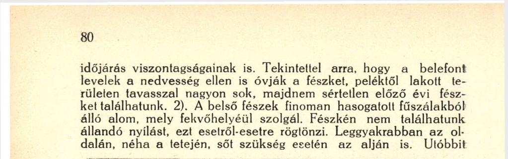 Fészkén nem találhatunk állandó nyílást, ezt esetről-esetre rögtönzi.