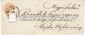1864-es 15 krajcáros 9 1/2 fogazatú bélyeggel bérmentesítve. A hátoldali viaszpecsét teljesen épen maradt. / 1865.06.14. Zone III. distance letter between Pest and Hajduböszörmény.