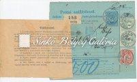 218-256 254. tétel 1899. Postai szállítólevél "TRENCSÉN-VERBÓ" bélyegzéssel. 255. tétel 1899. Postai szállítólevél TRENCSÉN-VERBÓ bélyegzéssel.