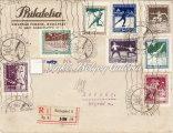 Expressz ajánlott levél VÁGÚJHELY-BÖHMEN bélyegzéssel 299. tétel 1916-1926 közötti kiadások / Issues between 1916-1926 Kikiáltási ár: 16.000 Ft 1925.12.12-14.