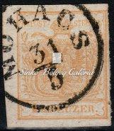 , orange printing on handmade paper with SZÉKELYHÍD cancellation. Kikiáltási ár: 15.000 Ft 1850. Könyvnyomat 1 krajcáros bélyeg, I. típusú, kézipapíron.