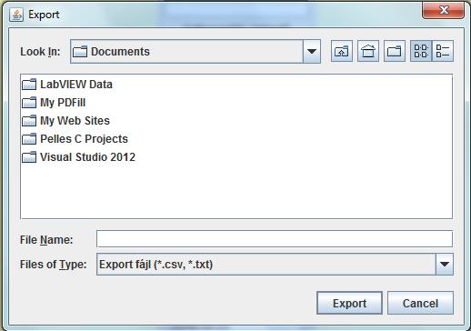 CSV fájlba exportálás esetén ki kell választani a fájl helyét.