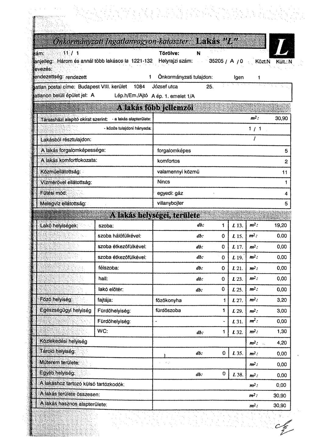 ati Ingattam <m$n-katu szú t L i ^ j ^ ^ S í ^ ^ ^ im: 11 / 1 Törölve: N mjelleg:-három és annál több lakásos la 1221-132 Helyrajzi szám: 35205/ A /0 Közt:N fevezós: mdezettség: rendezett 1