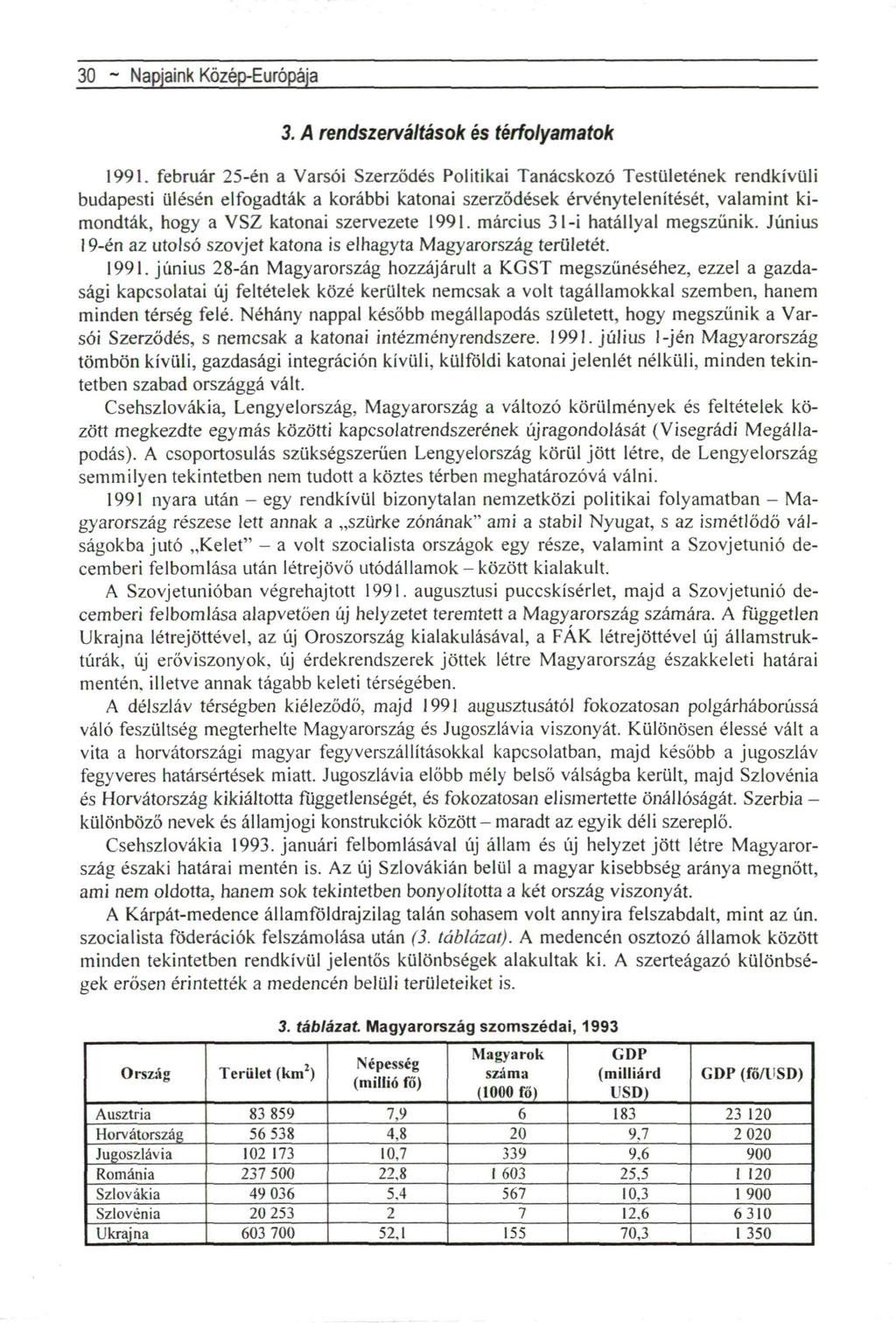 30 - Napjaink Közép-Európája 3. A rendszerváltások és térfolyamatok 1991.