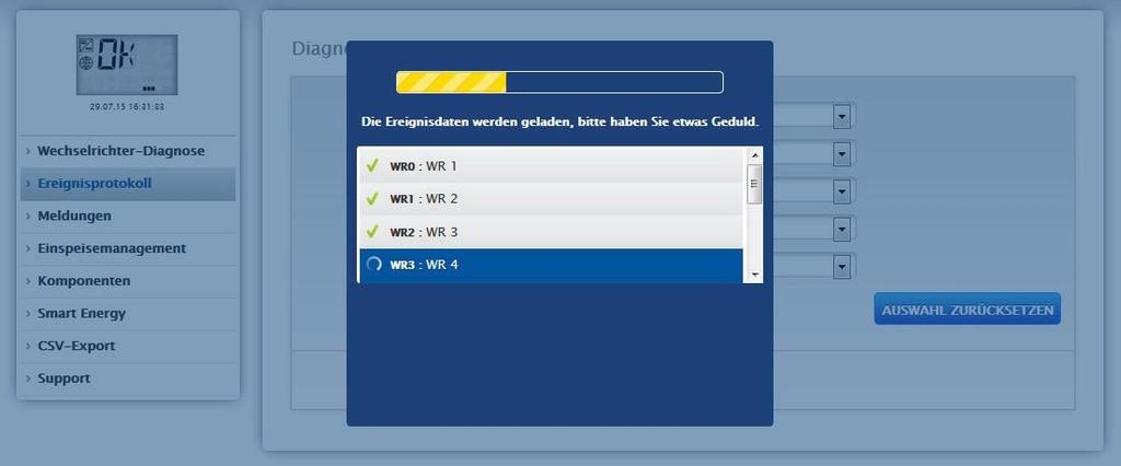 2.12.1 Eseménynapló lehívása Az eseménynapló lehívásához menjen a diagnózis eseménynapló menüpontba.