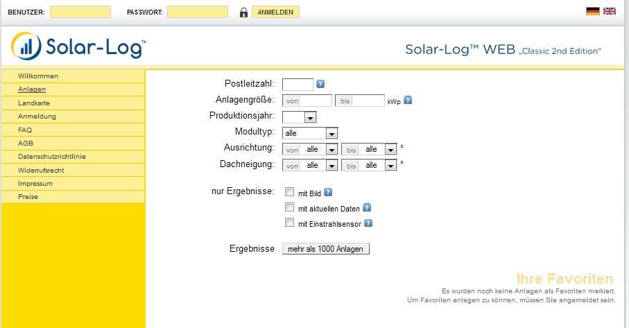 Solar-Log WEB használat Ábra: C2 készülék-keresés A kereséshez a következő lehetőségek állnak