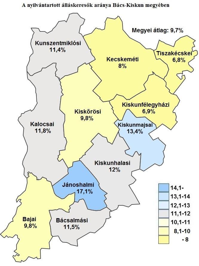 június július augusztus szeptember október november december január február március április május június Munkaerő-piaci helyzetkép Bács-Kiskun megyében, 2015.