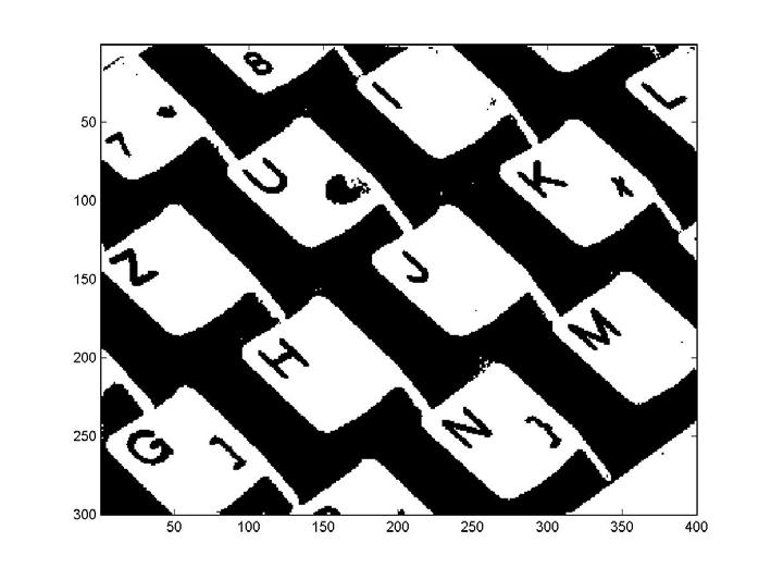 ,) és a küszöb helye (d.,). A hisztogram második minimumával küszöbölt kép (e.