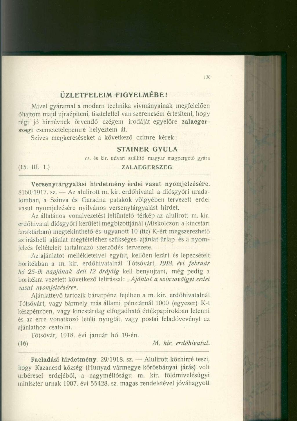 ÜZLETFELEIM FIGYELMÉBE!