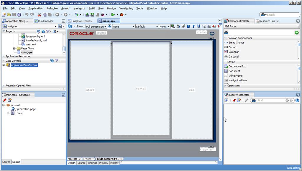 Page Template -ek közül válasszuk ki az Oracle Three Column