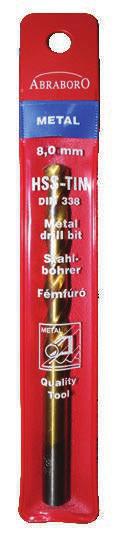 HSS FÉMFÚRÓK HSS fémcsigafúrók DIN 338 tasakban D x L1/L2 tasak tartalma (db) HSS-GS HSS-GS TIN HSS-Co 1,0 x 34/12 2 020341001000 020342001000 020341901000 1,5 x 40/18 2 020341001500 020342001500