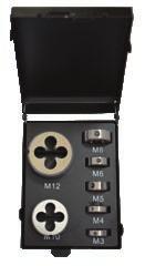 MENETSZERSZÁM KÉSZLETEK megnevezés 1. 7 részes menetmetsző készlet, HSS-G 1-1 db M3/M4/M5/M6/M8/M10/M12 020345810008 2.