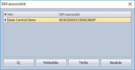 4.3.2 SIM azonosítók kezelése Az interneten keresztüli távoli programozáshoz szükség van a programozni kívánt Gate Control PRO modulba helyezett SIM kártya azonosítójának (ICCID) megadására.