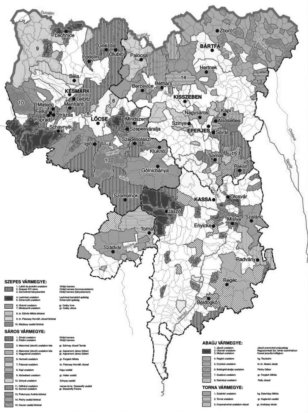került, így néhány, a város szomszédságába fekvő falu (például Horváti), amelyek mind a Bódvától délre feküdtek, szintén az