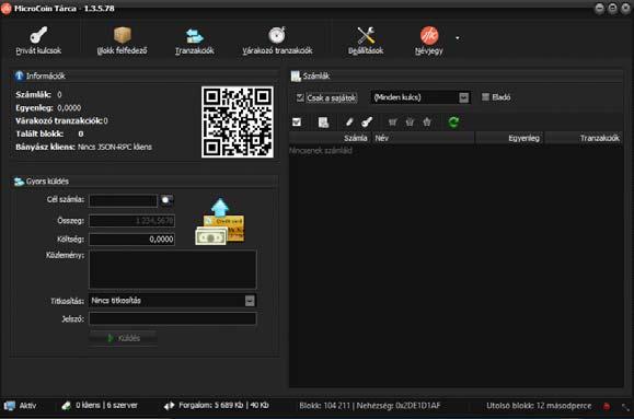 használati útmutató V.3.5 A tárca elindítása A MicroCoin tárca elindításához csak az előbb létrehozott ikonra kell kétszer kattintani. A kezdőképernyő tranzakciókat lehet megnézni.