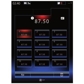 A RÁDIÓ HALLGATÁSA (3/8) FM Frequencies Állomások Presets 9 Frequencies FM Állomások Presets Csatorna elmentés Ezzel a funkcióval memorizálható az éppen hallgatott állomás.